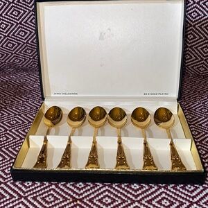 Vintage Janice Collection 24k Gold Plated Spoons Made in Sweden a Set of 6